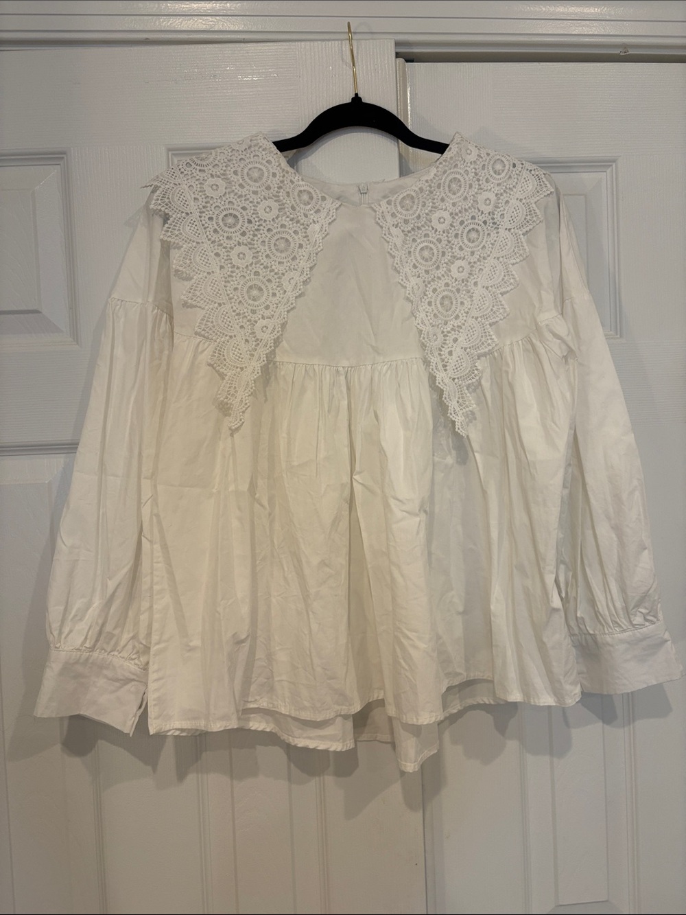 Women's White Lace Collar Shirt Blouse